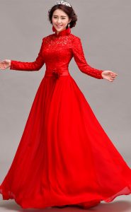 Red Bridal Gowns with Sleeves