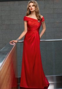 Red Off the Shoulder Gown