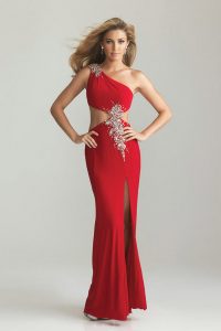 Red One Shoulder Gown