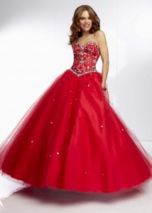 Red Sequin Ball Gown