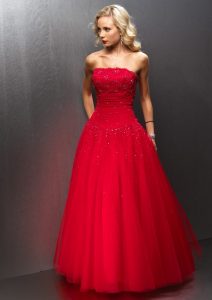 Red Tulle Gown