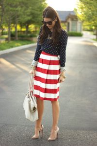 Red and White Striped Skirt