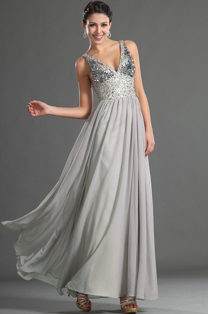 silver colour gown