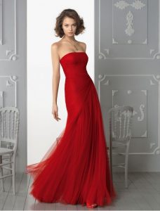 Strapless Red Gown