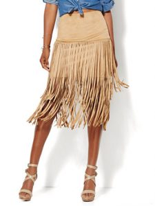 Suede Fringe Skirt