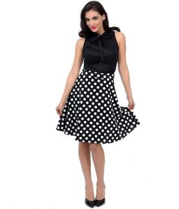 White and Black Polka Dot Skirt