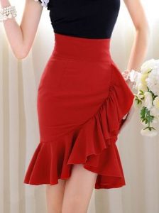 Red High Waisted Skirt