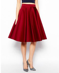 Red Knee Length Skirt