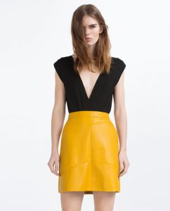 Yellow Leather Skirt