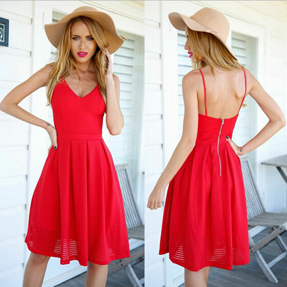 red sundress casual