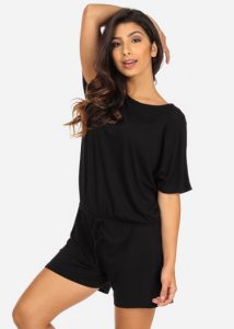 Black Short Sleeve Romper