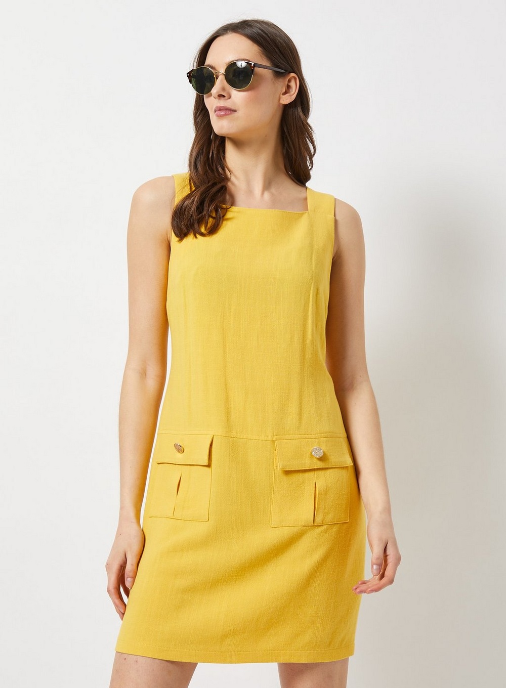 yellow shift dress