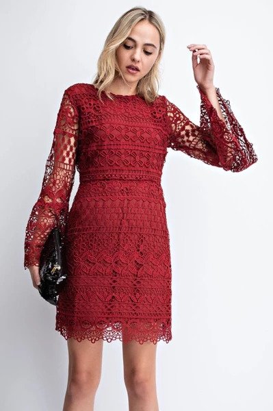 Burgundy Lace Dress | DressedUpGirl.com