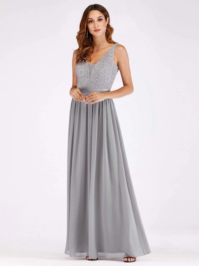 Grey Chiffon Dress | DressedUpGirl.com
