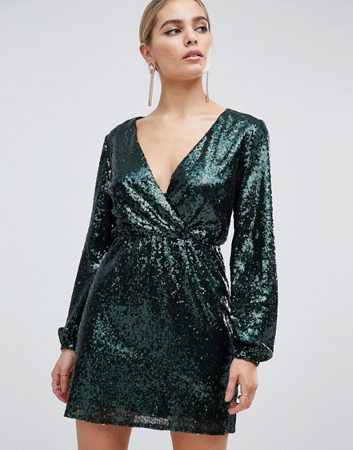 Sequin Wrap Dress | DressedUpGirl.com