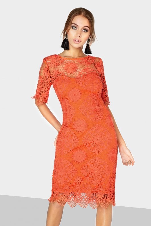 Orange Lace Dress | DressedUpGirl.com