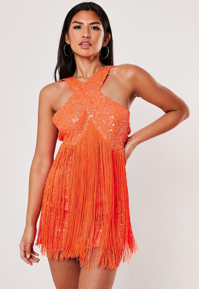 Orange Sequin Dress | DressedUpGirl.com