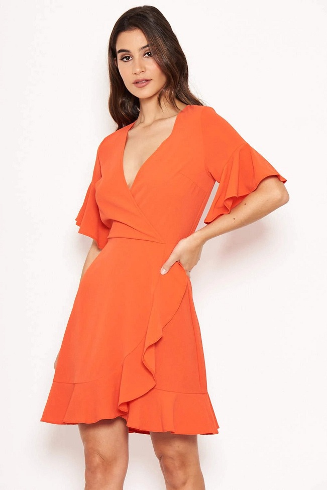 Orange Wrap Dress | DressedUpGirl.com