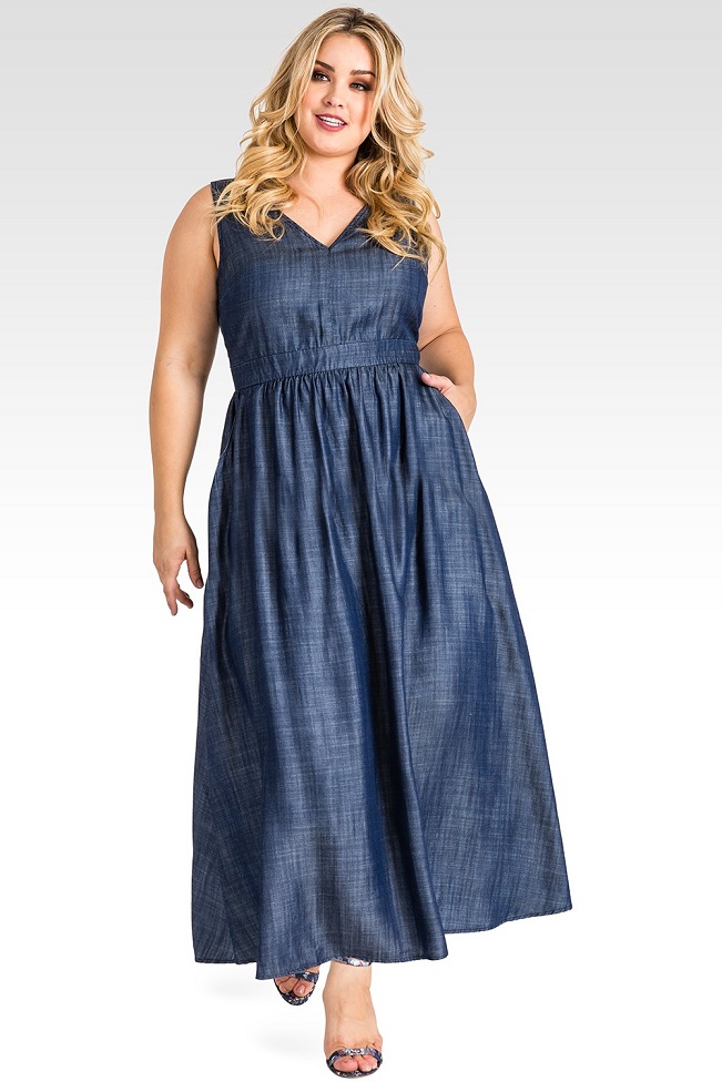 Denim Maxi Dress | DressedUpGirl.com