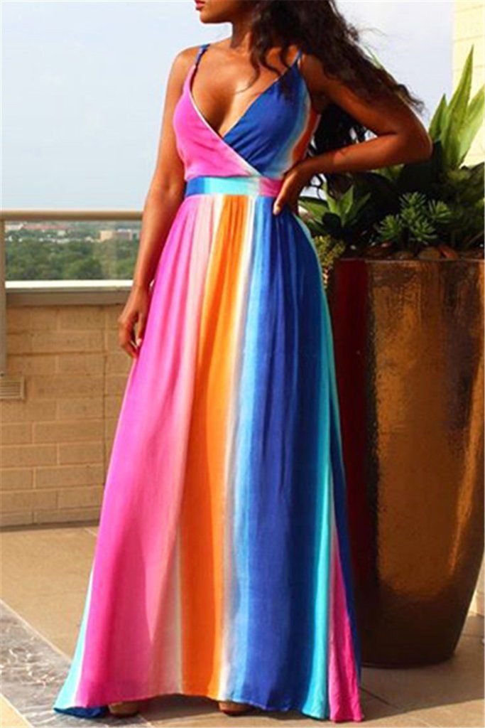 Rainbow Maxi Dress | DressedUpGirl.com