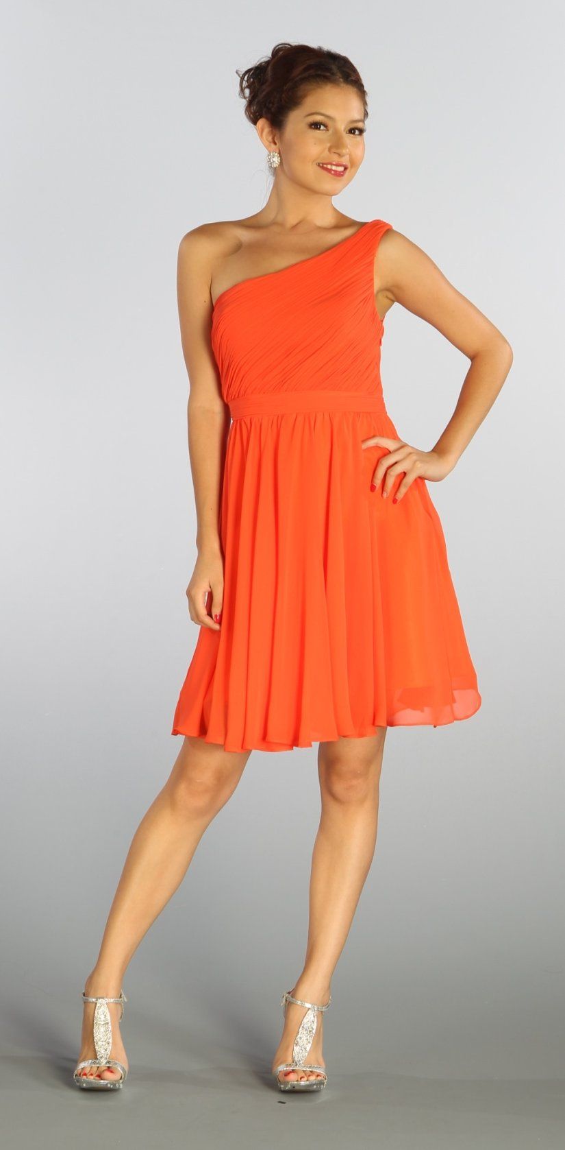 Orange Chiffon Dress | DressedUpGirl.com