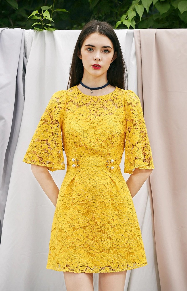 next yellow lace dress