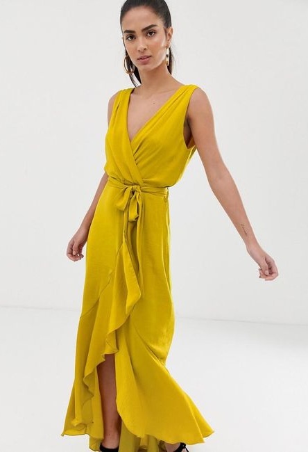 Yellow Wrap Dress | DressedUpGirl.com