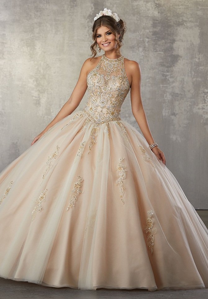 champagne quinceanera dresses