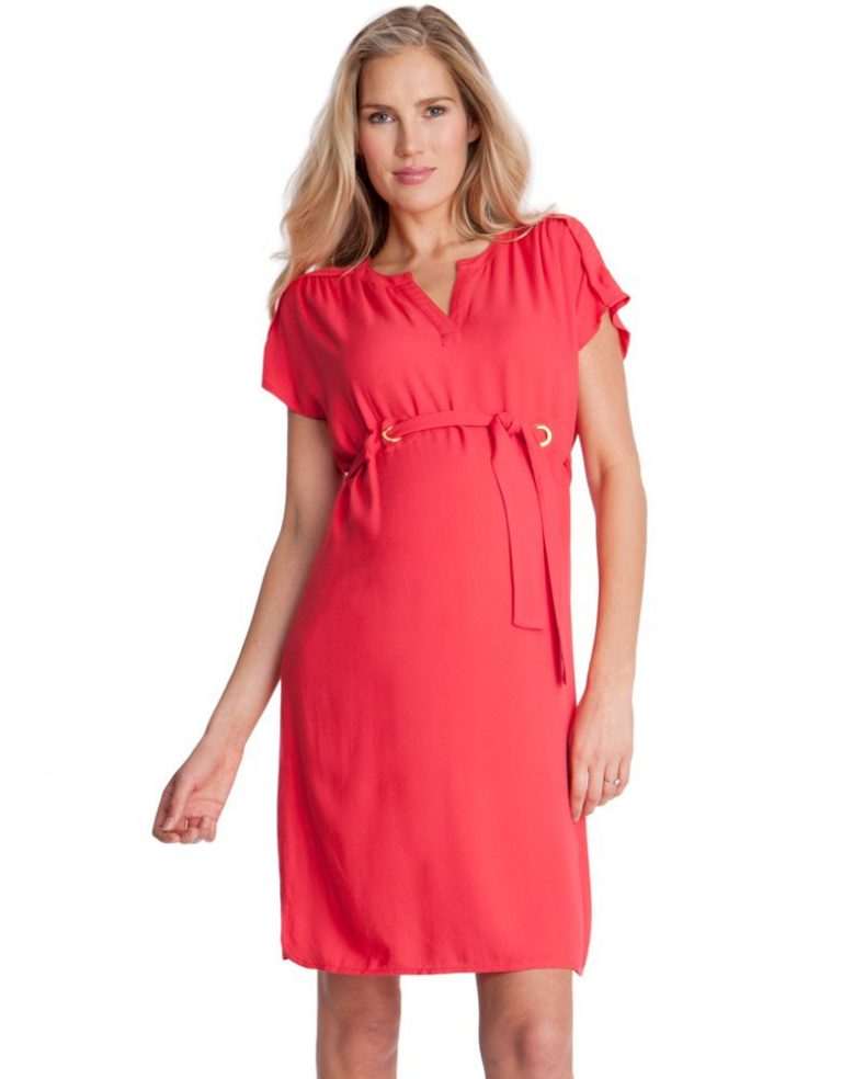 Coral Maternity Dress