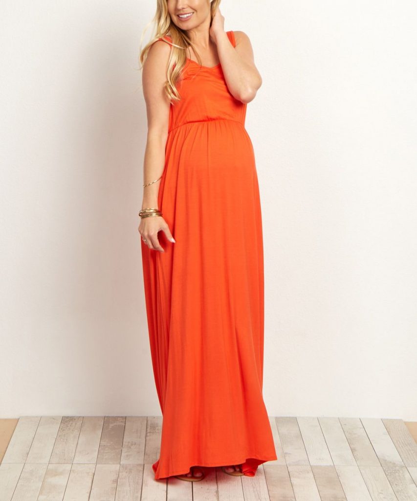 orange maternity maxi dress