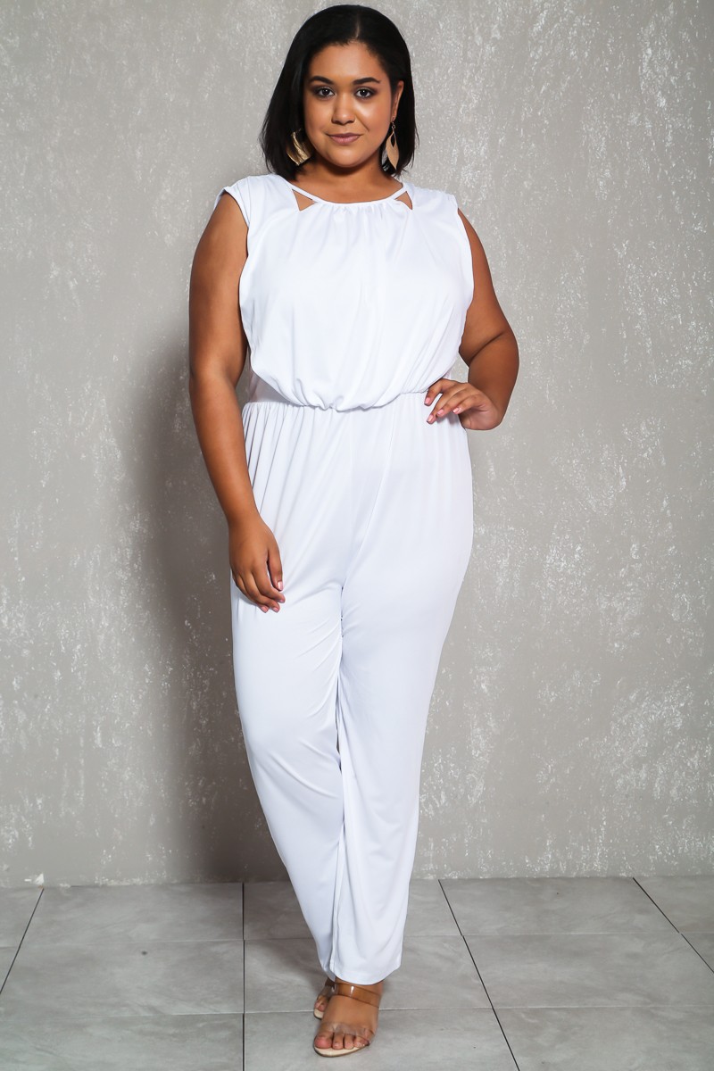 plus size all white jumpsuits